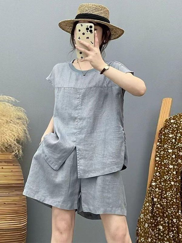 Women Fashion Over The Years - High-End Pamuk Keten Set Kadın Yaz