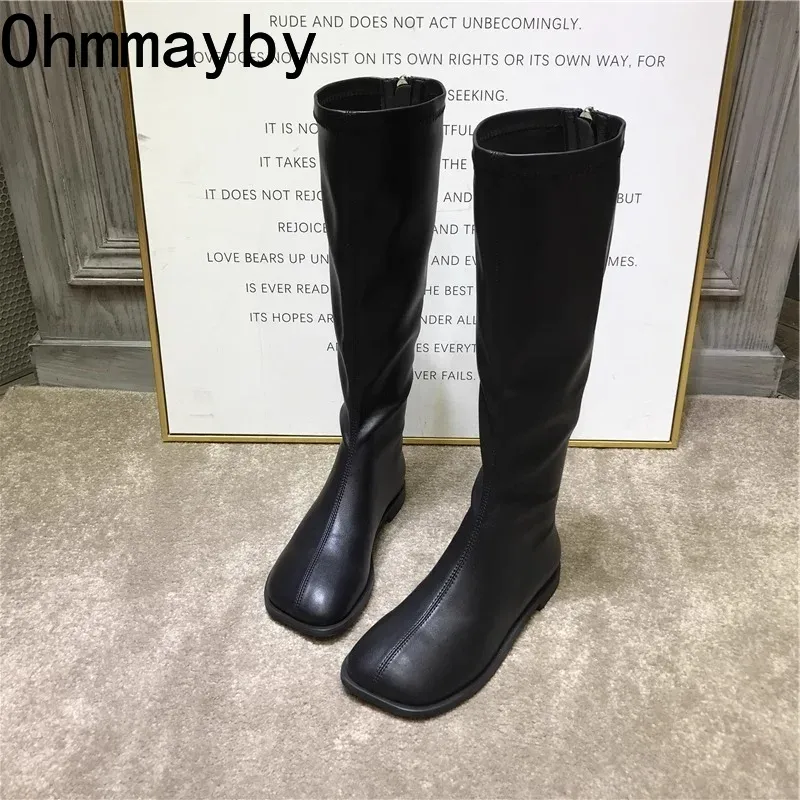Women'S Fashion Knee High Boots - Sokak tarzı streç kadın diz yüksek