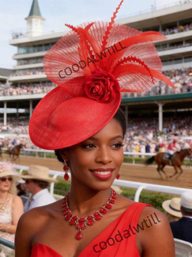 Derby At Yarışı Başlığı Kırmız - Women'S Fashion Kentucky Derby incelemesi ve fiyatı