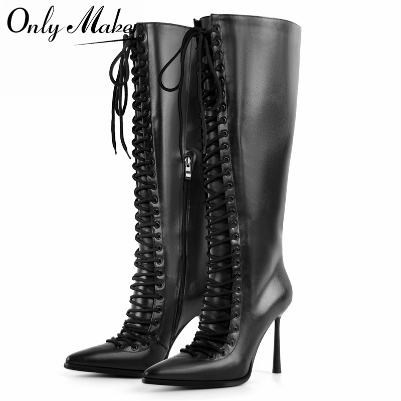 Onlymaker Sivri Burun Bağcıklı - Women'S Fashion Knee High Boots incelemesi ve fiyatı